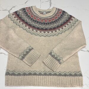 L.L. Bean Women’s 100% Wool Nordic Yoke Fair Isle Sweater